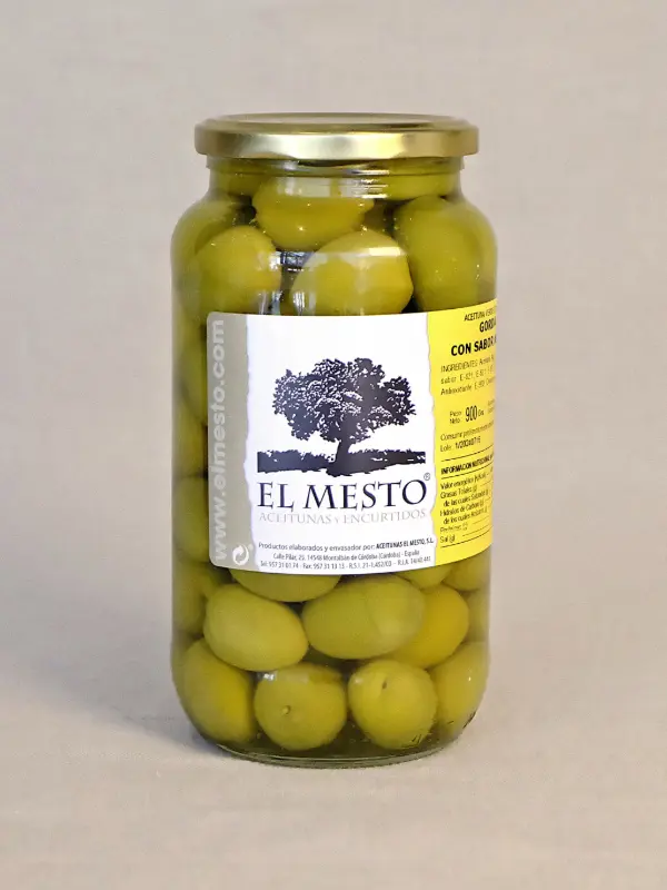 El Mesto Gordal Oliven 900 g – store, saftige tapasoliven fra Andalucía i Spania. Kjent som kongen av bordoliven, perfekt til tapas, salater og cocktails.