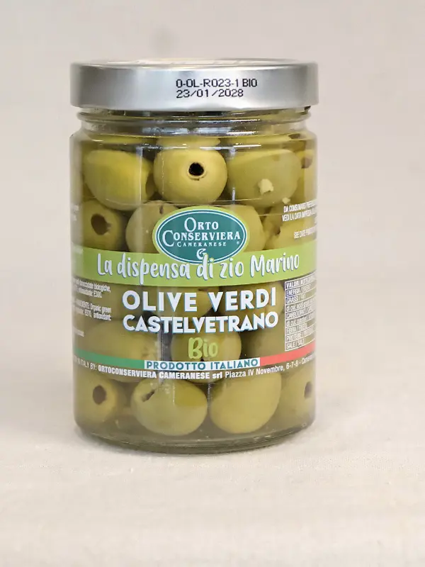 Castelvetrano grønne oliven uten stein 580 ml fra Ortoconserviera – italienske oliven i glass