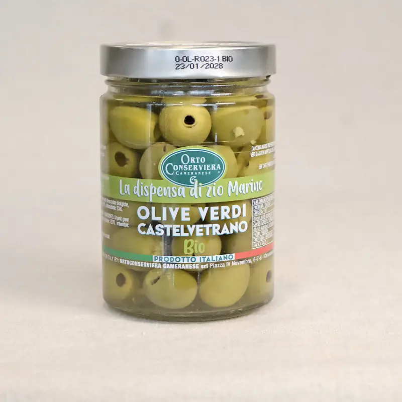 Castelvetrano grønne oliven uten stein 580 ml fra Ortoconserviera – italienske oliven i glass