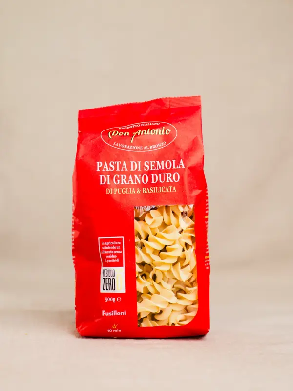 Pasta Fusilloni 500g fra Don Antonio – håndlaget italiensk pasta av 100 % durumhvete, tradisjonelt tørket i Abruzzo