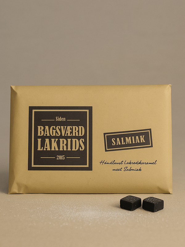 Bagsværd Lakrids Salmiak 160g – intens dansk gourmetlakris med salmiak, håndlaget i Danmark.