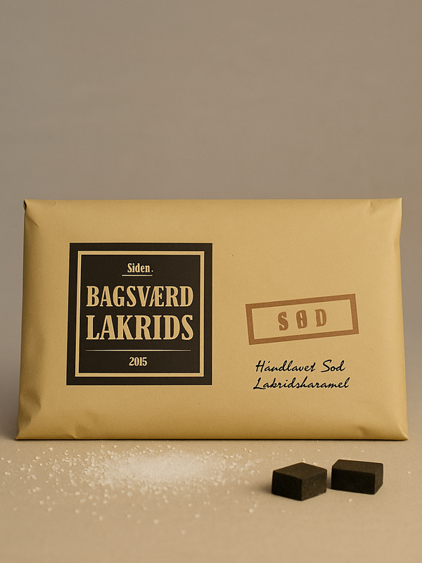Bagsværd Lakrids Sød 160g – klassisk dansk gourmetlakris med sødmefull smak, håndlaget i Danmark.