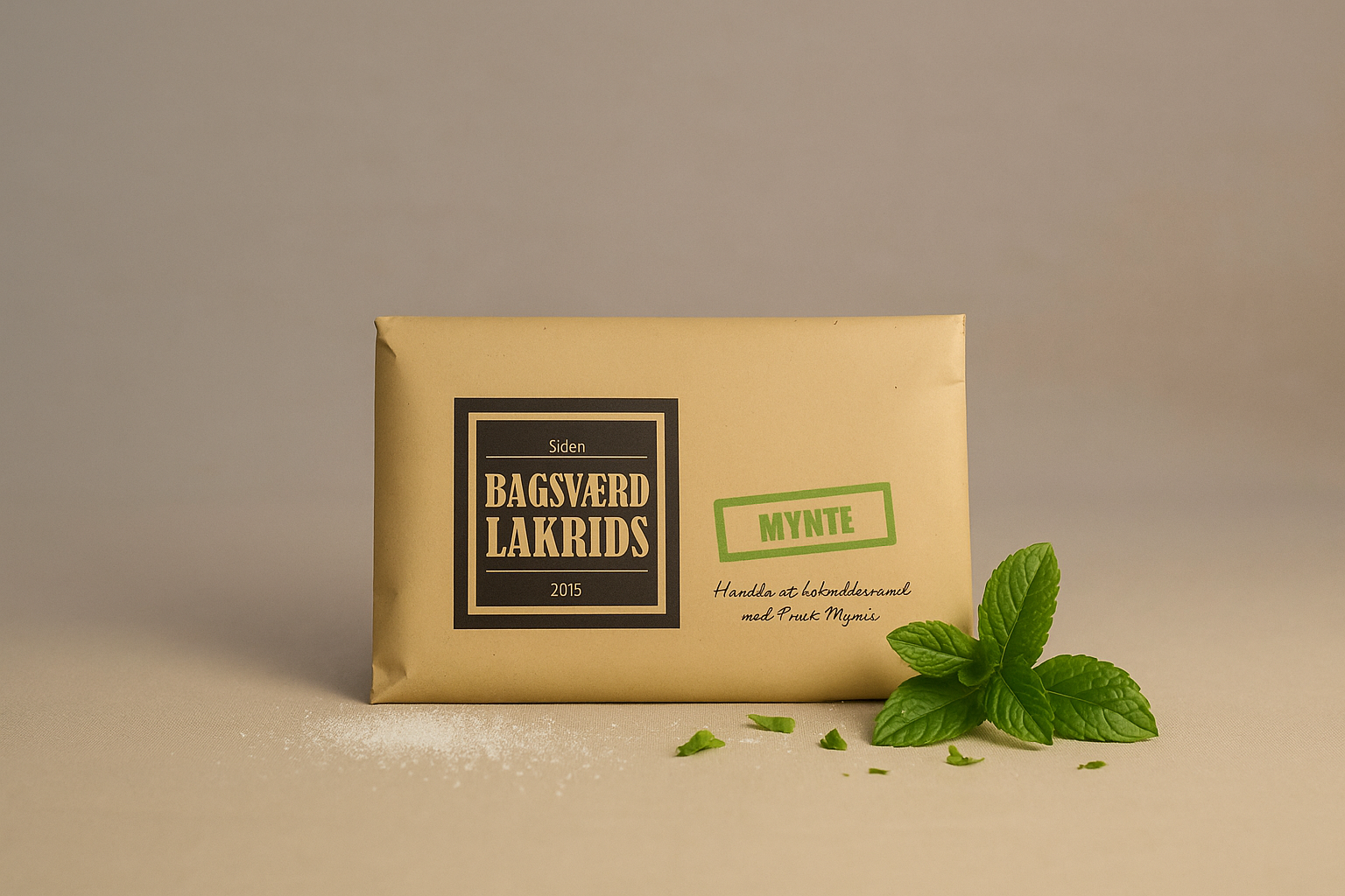 Bagsværd Lakrids Mynte 160g – dansk gourmetlakris med frisk smak av mynte, håndlaget i Danmark.