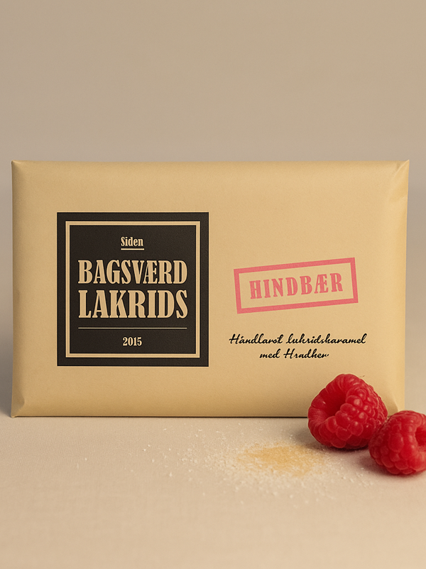 Bagsværd Lakrids Hindbær 160g – dansk gourmetlakris med frisk smak av hindbær, håndlaget i Danmark.