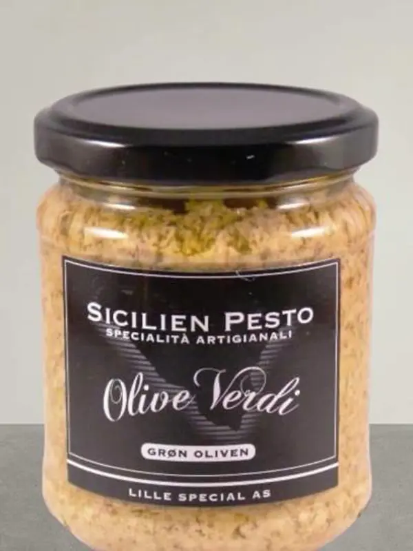 Olive Verdi 190g – Italienske grønne gourmetoliven fra Pettersen & Co