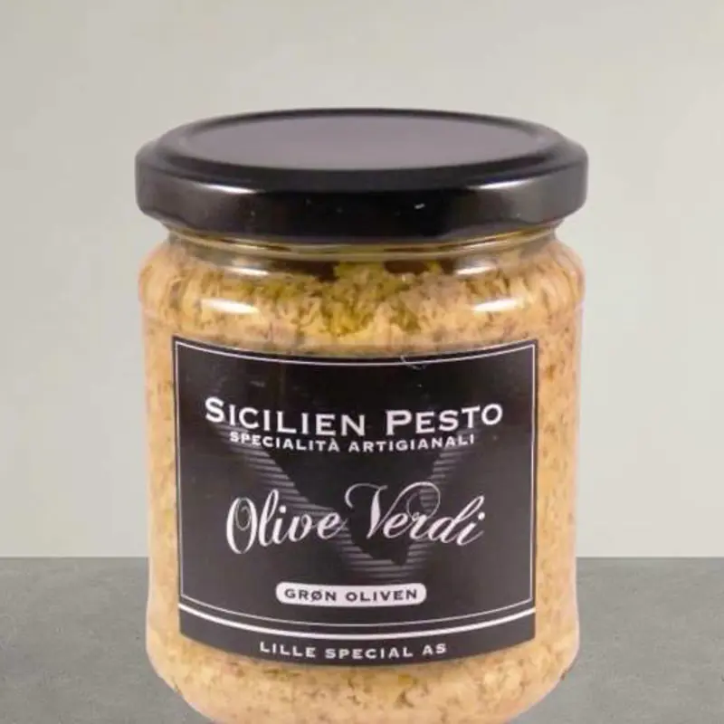 Olive Verdi 190g – Italienske grønne gourmetoliven fra Pettersen & Co