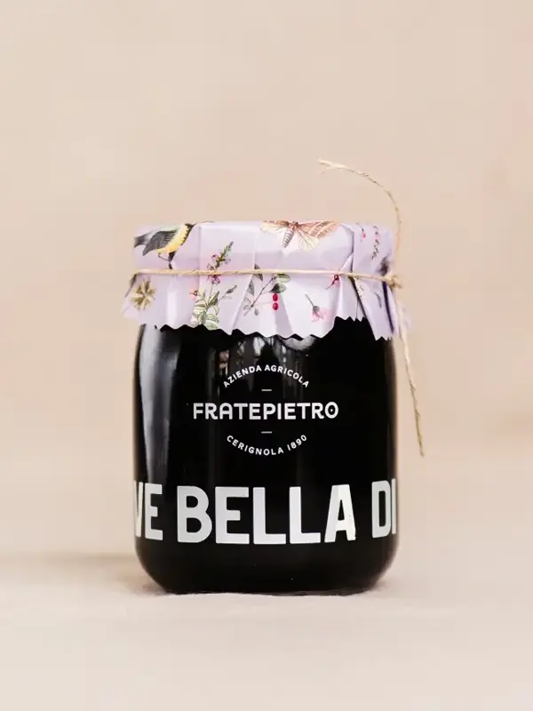Olive Nere Bella di Cerignola 580 ml – Fratepietro, store sorte italienske oliven fra Puglia